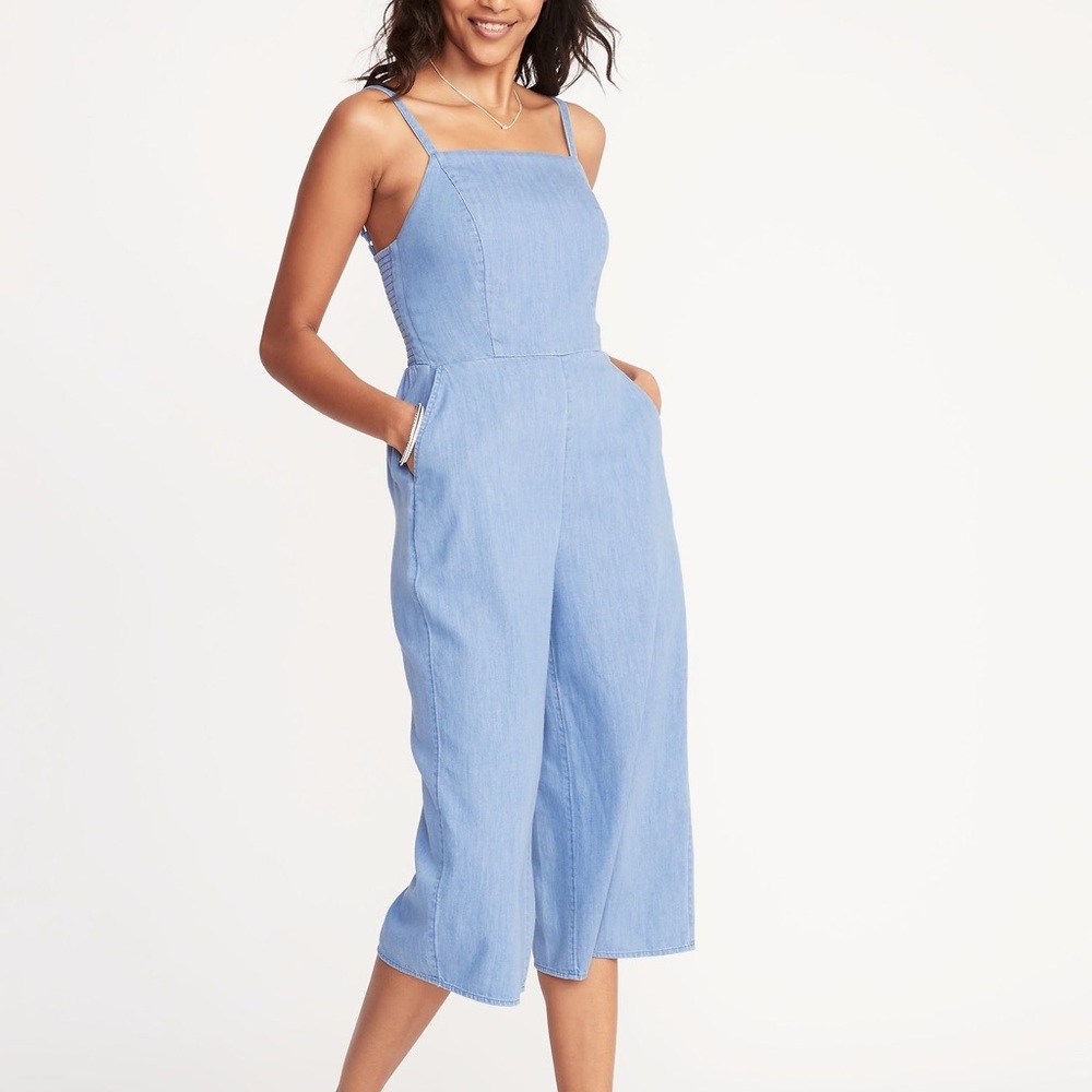 Chambray culotte jumpsuit